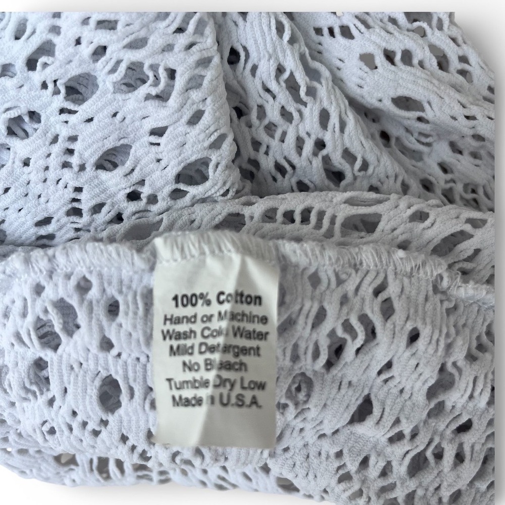 Sauvage California White Crochet Mini Dress Swim Cover Up Cotton V-Neck USA Made - Picture 2 of 3